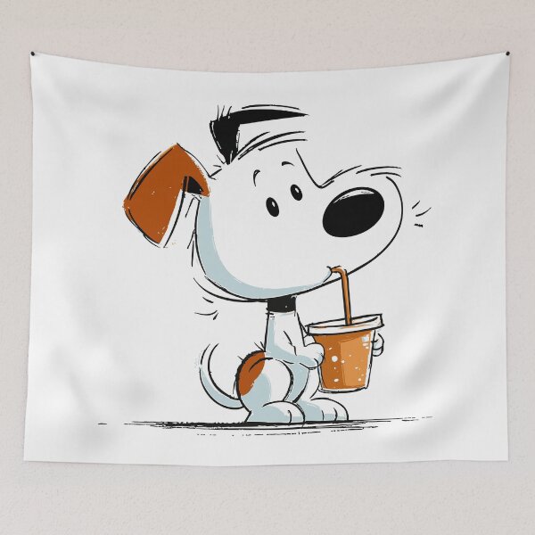 Item preview, Cute Baby Puppy Holding a Sippy Cup Cartoon Drawing designed and sold by LD ART.