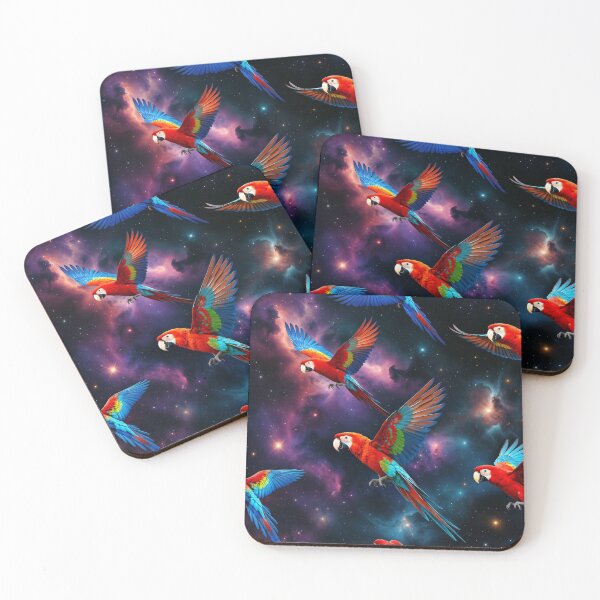Item preview, Colorful Parrots Flying in Galaxy Space designed and sold by SassyArtistry.