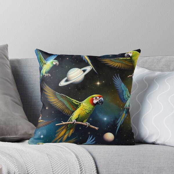 Item preview, Colorful Parrots Flying in Outer Space designed and sold by SassyArtistry.