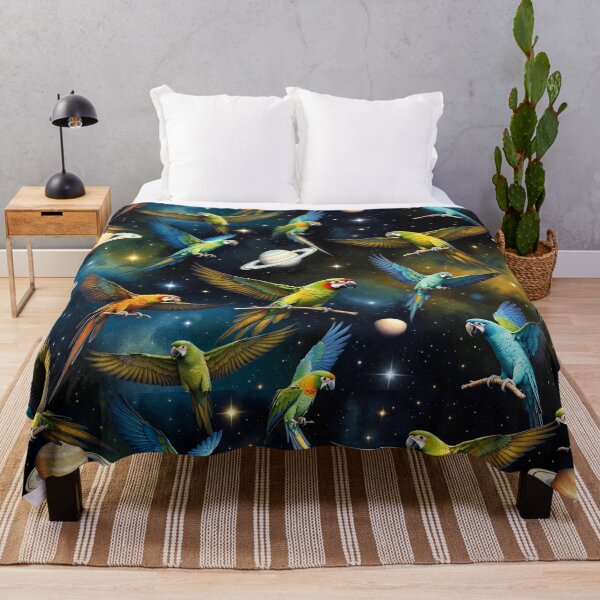 Item preview, Colorful Parrots Flying in Outer Space designed and sold by SassyArtistry.