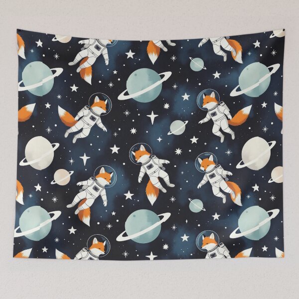 Item preview, Cute Astronaut Foxes in Space Pattern designed and sold by SassyArtistry.
