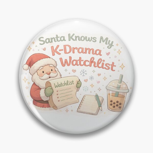 Item preview, Santa Knows My K-Drama Watchlist | Cute Christmas K-Drama Sticker designed and sold by Soft Seoul Studio.