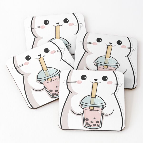 Item preview, Cute Cat Sipping Strawberry Bubble Tea designed and sold by ChinzorigBAY.