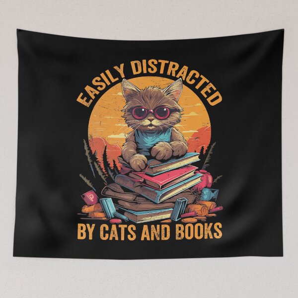 Item preview, Easily Distracted By Cats And Books Book Lovers designed and sold by huftyfnruppe.
