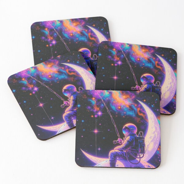 Item preview, Astronaut Fishing Stars on Crescent Moon designed and sold by ChinzorigBAY.