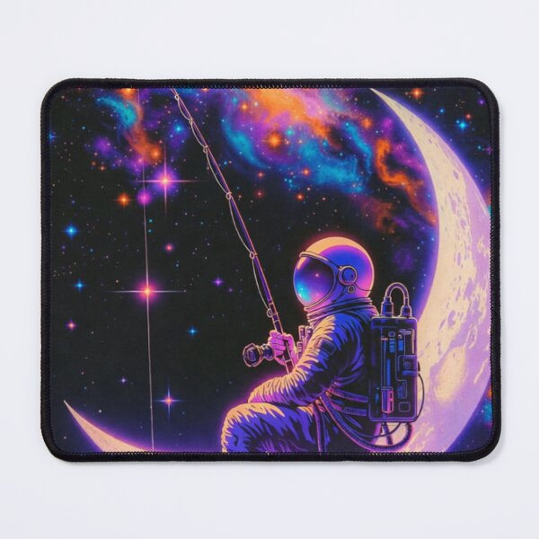 Item preview, Astronaut Fishing Stars on Crescent Moon designed and sold by ChinzorigBAY.