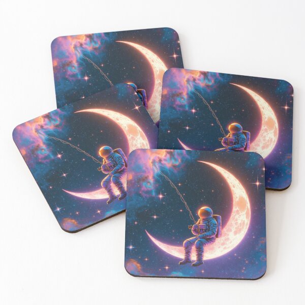 Item preview, Astronaut Fishing Stars on Crescent Moon designed and sold by ChinzorigBAY.