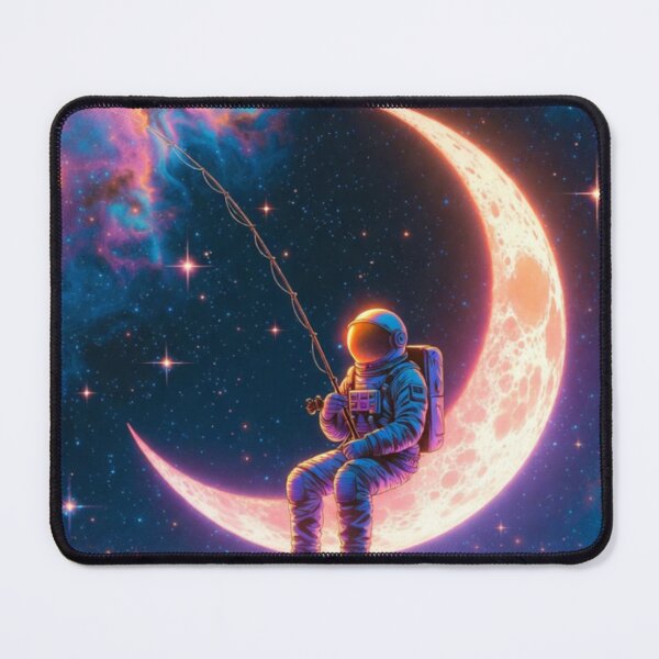 Item preview, Astronaut Fishing Stars on Crescent Moon designed and sold by ChinzorigBAY.