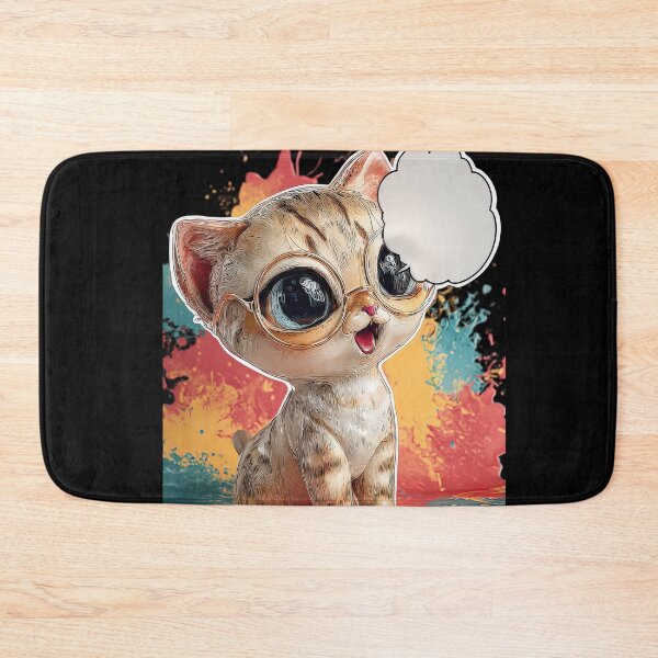 Item preview, Cute Comic Kitten with Speech Bubble Illustration designed and sold by Grafititee.
