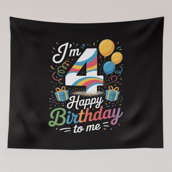 Item preview, Four 4yr 4th Happy Birthday To Me Boys Girls I'm 4 Years Old designed and sold by tlallimicrichi.