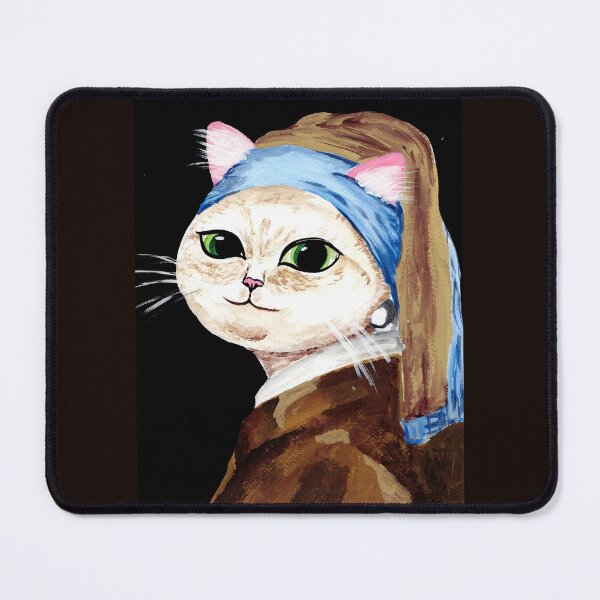 Item preview, Cat with a Pearl Earring – Cute Artistic Cat Portrait designed and sold by Art-Self Studio.