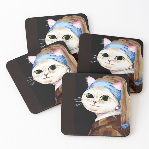 Item preview, Cat with a Pearl Earring – Cute Artistic Cat Portrait designed and sold by Art-Self Studio.