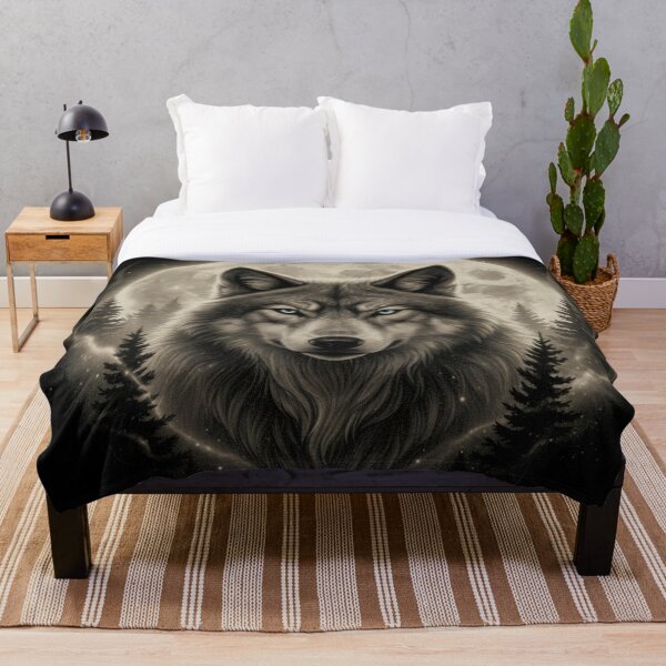 Item preview, Grey Wolf Hunting Ground, Icy Moon, Forest, Galaxy designed and sold by Alexis Art Collection.