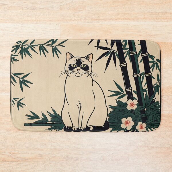 Item preview, Hanafuda Style Lucky Cat – Pine Bamboo Plum (Matsu Take Ume) designed and sold by LEO'S CREATURE　れおずくりーちゃー.