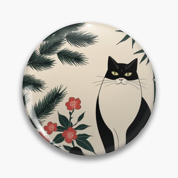Item preview, Hanafuda Style Black & White Lucky Cat – Pine Bamboo Plum designed and sold by LEO'S CREATURE　れおずくりーちゃー.