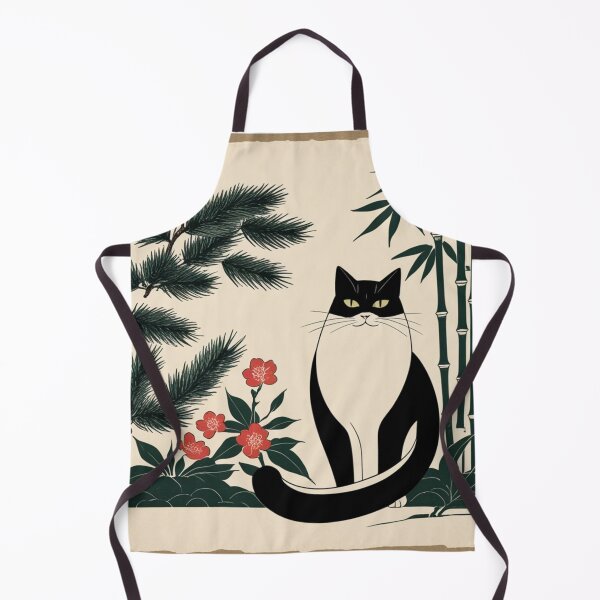 Item preview, Hanafuda Style Black & White Lucky Cat – Pine Bamboo Plum designed and sold by LEO'S CREATURE　れおずくりーちゃー.