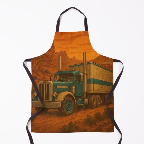 Item preview, Retro American Semi-Truck at Sunset in Canyon Landscape designed and sold by © Zenscape Studio 2025.