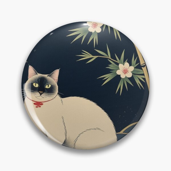 Item preview, Hanafuda Style Lucky Cat – Night Colors (Pine Bamboo Plum) designed and sold by LEO'S CREATURE　れおずくりーちゃー.