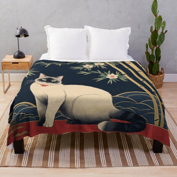 Item preview, Hanafuda Style Lucky Cat – Night Colors (Pine Bamboo Plum) designed and sold by LEO'S CREATURE　れおずくりーちゃー.