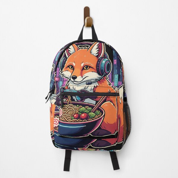 Item preview, Fox Gamer Ramen Night Neon City designed and sold by FemmeForge.
