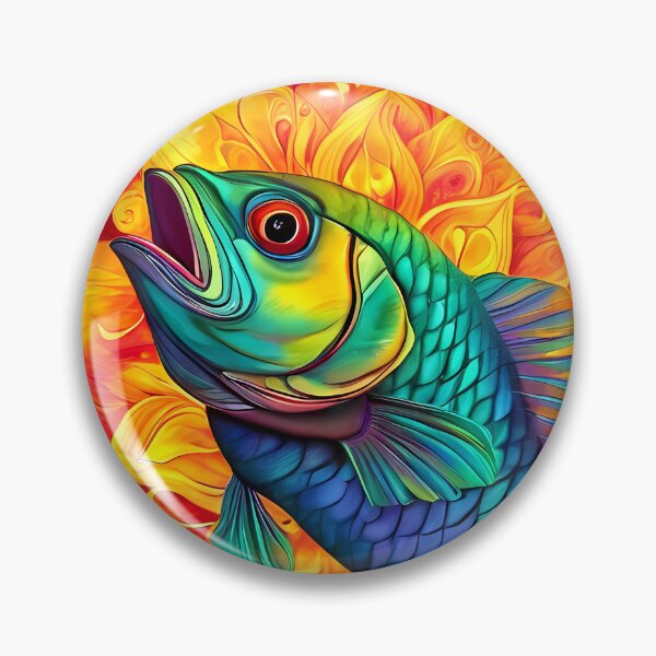 Item preview, Colorful fish against an abstract floral backdrop designed and sold by Mianku | Für das Leben.