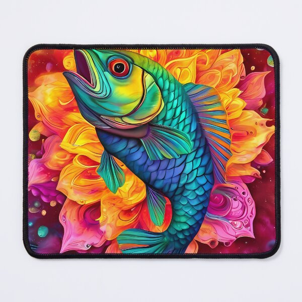 Item preview, Colorful fish against an abstract floral backdrop designed and sold by Mianku | Für das Leben.