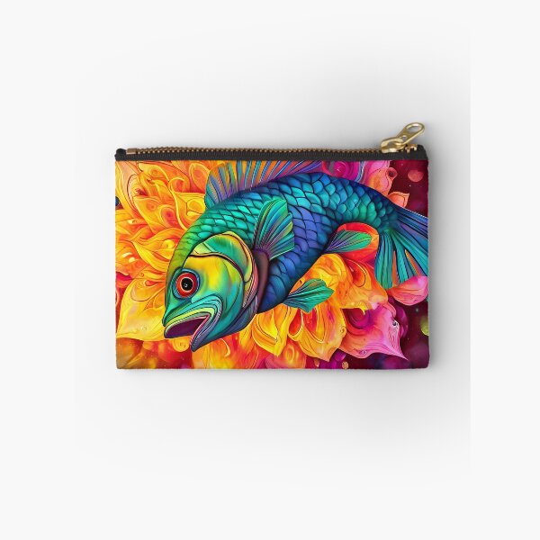 Item preview, Colorful fish against an abstract floral backdrop designed and sold by Mianku | Für das Leben.