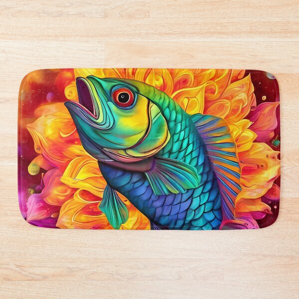 Item preview, Colorful fish against an abstract floral backdrop designed and sold by Mianku | Für das Leben.