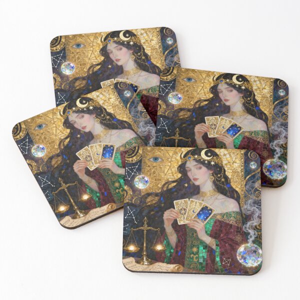 Item preview, Tarot Reader Mystical Woman Beautiful Art Nouveau Gustav Klimt stylish art designed and sold by Vintage Designs +.