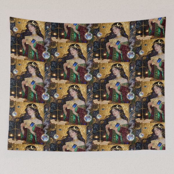 Item preview, Tarot Reader Mystical Woman Beautiful Art Nouveau Gustav Klimt stylish art designed and sold by Vintage Designs +.