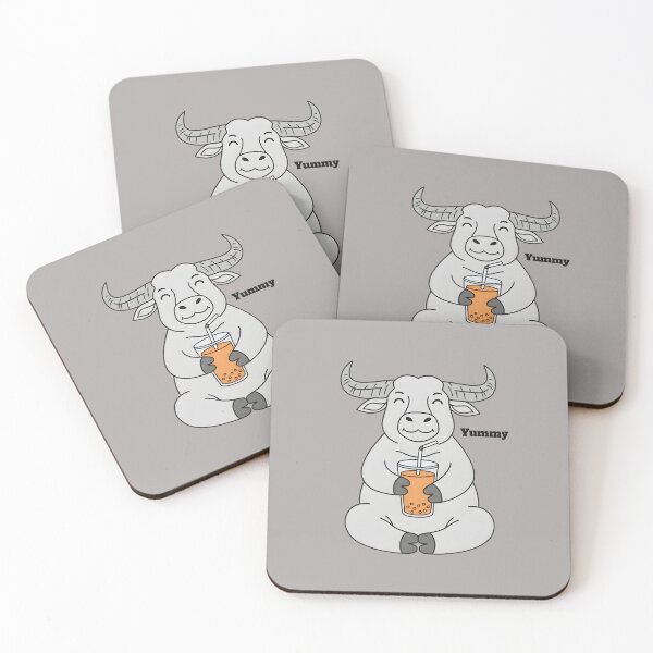 Item preview, Cute Thai Buffalo Drinking Thai Milk Tea Sticker designed and sold by ChubbyGoong.