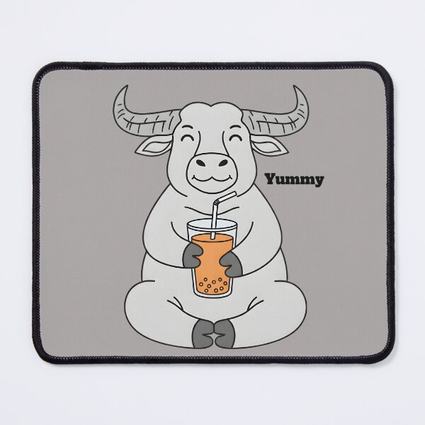 Item preview, Cute Thai Buffalo Drinking Thai Milk Tea Sticker designed and sold by ChubbyGoong.
