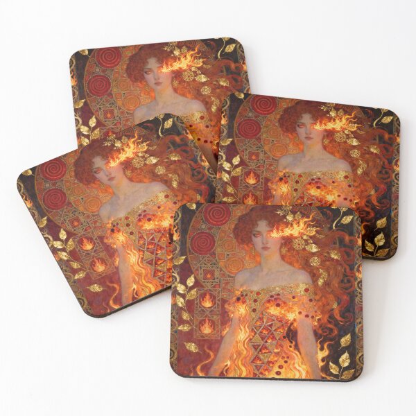 Item preview, Fire Goddess Beautiful Art Nouveau Gustav Klimt stylish art designed and sold by Vintage Designs +.