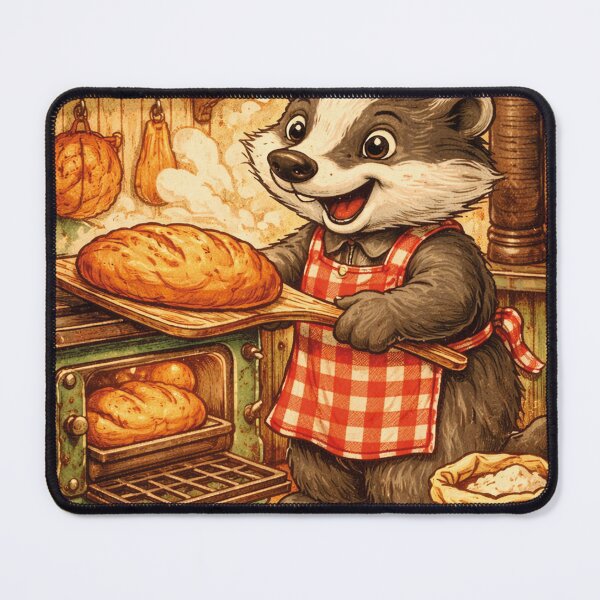 Item preview, funny badger bakes bread designed and sold by Mauswohn.
