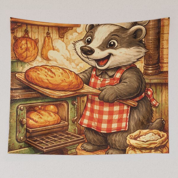 Item preview, funny badger bakes bread designed and sold by Mauswohn.