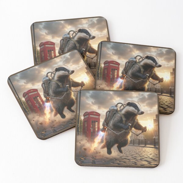 Item preview, Daring Badger Takes off in Jetpack designed and sold by Tridentulus.