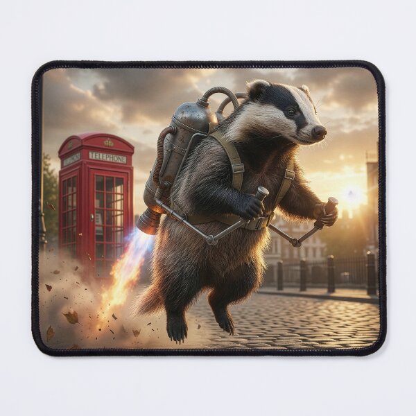 Item preview, Daring Badger Takes off in Jetpack designed and sold by Tridentulus.
