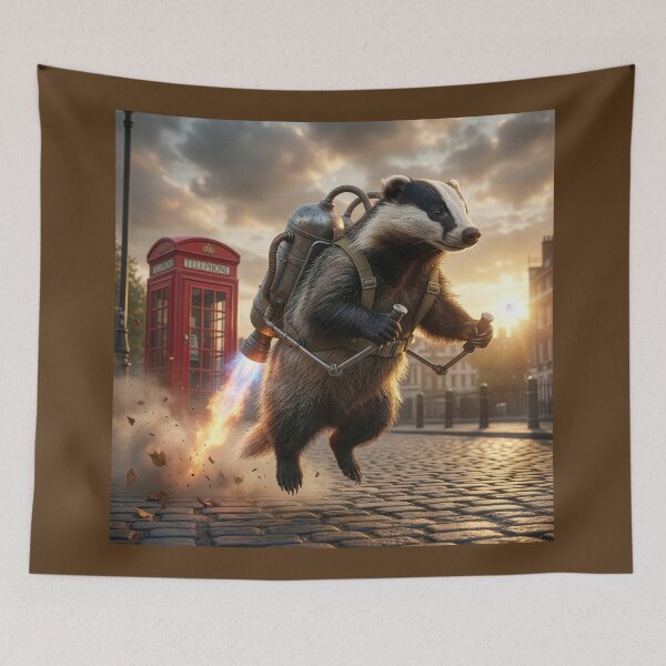 Item preview, Daring Badger Takes off in Jetpack designed and sold by Tridentulus.