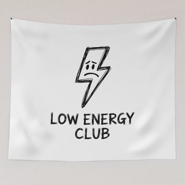 Item preview, Low Energy Club Design with Sad Lightning Bolt and Hand-Drawn Monochrome Style designed and sold by SplashTastic.