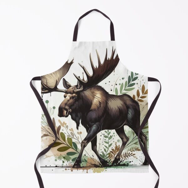 Item preview, Botanical Bull Moose Watercolor Ink Illustration designed and sold by BigBlueArt.
