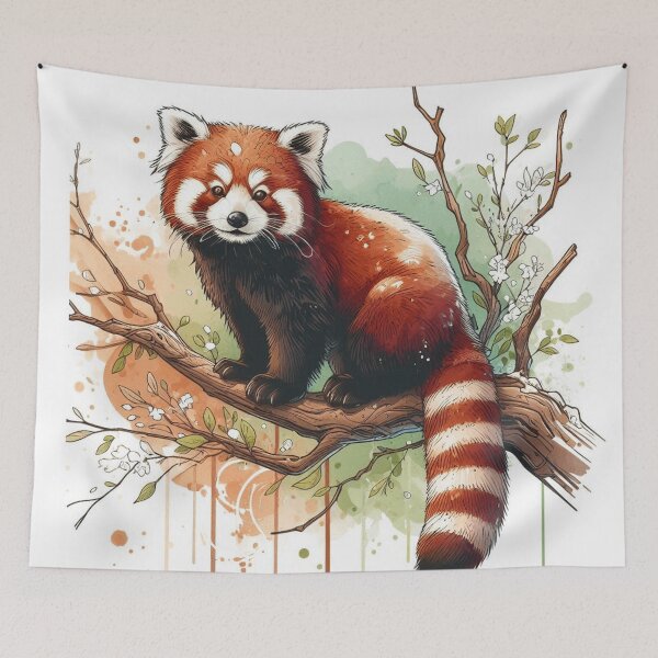 Item preview, Cute Watercolor Red Panda on Blossom Branch designed and sold by BigBlueArt.
