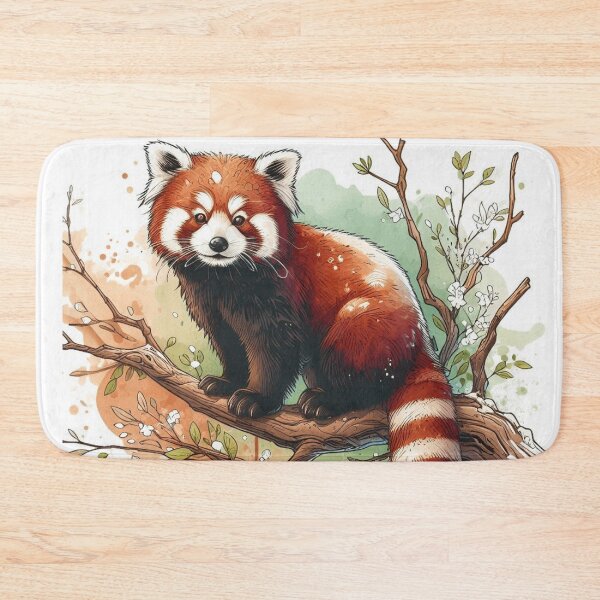 Item preview, Cute Watercolor Red Panda on Blossom Branch designed and sold by BigBlueArt.
