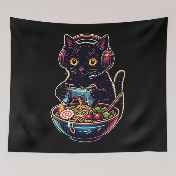 Item preview, Gamer Cat Ramen Bowl Funny Cat Lover designed and sold by FemmeForge.
