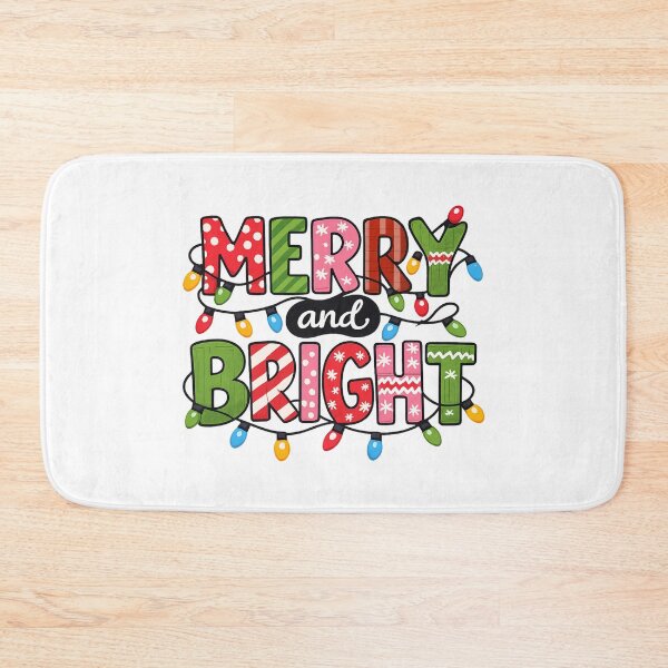 Item preview, Merry and Bright Christmas Typography – Colorful Festive Holiday Lettering with String Lights designed and sold by thesweetestthingja.
