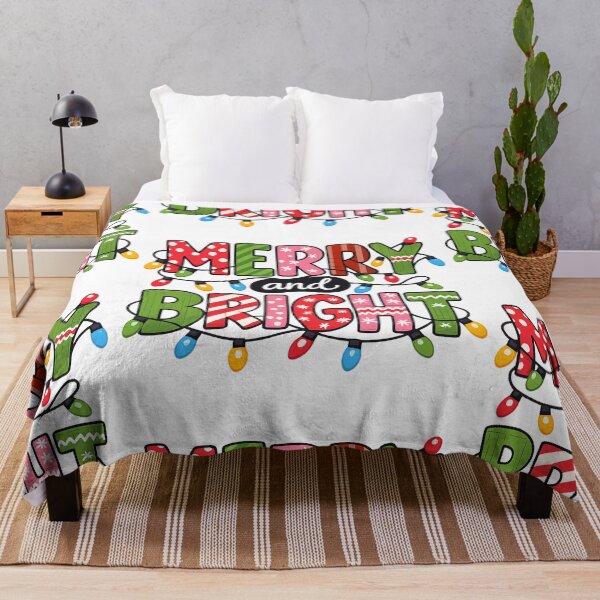 Item preview, Merry and Bright Christmas Typography – Colorful Festive Holiday Lettering with String Lights designed and sold by thesweetestthingja.