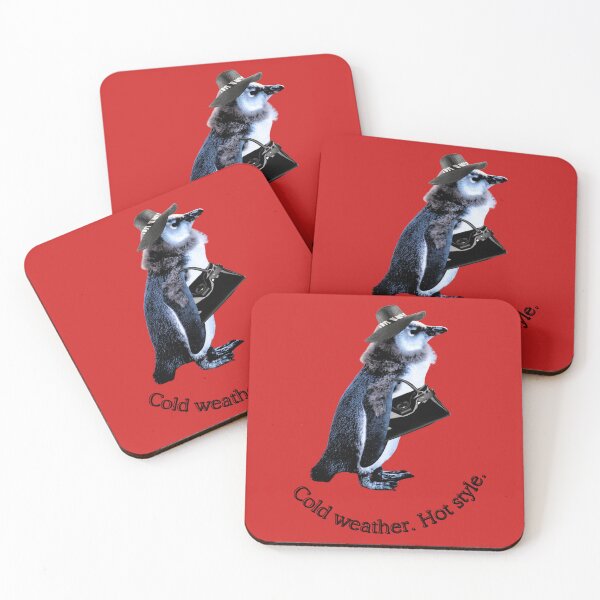 Item preview, Cold weather. Hot style. | Stylish penguin lady with hat, scarf & bag designed and sold by Katja LebenFreude.