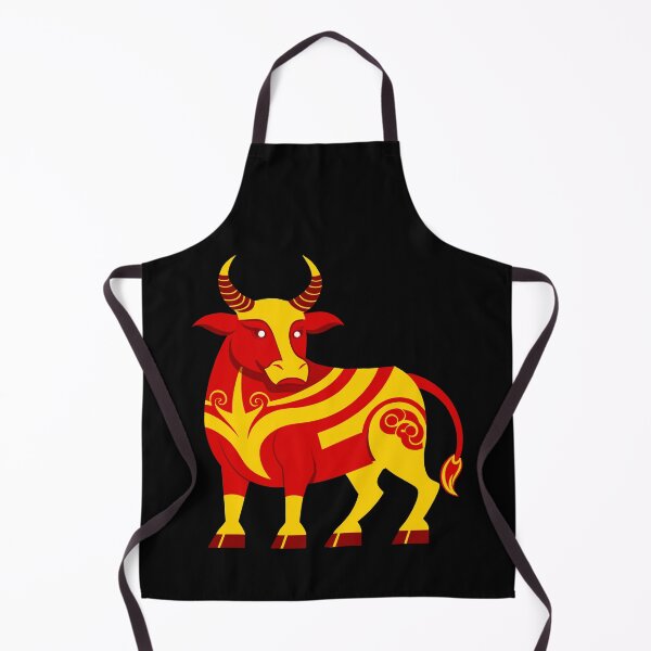 Item preview, Stylized Red and Gold Chinese Zodiac Ox Illustration designed and sold by Jirada.