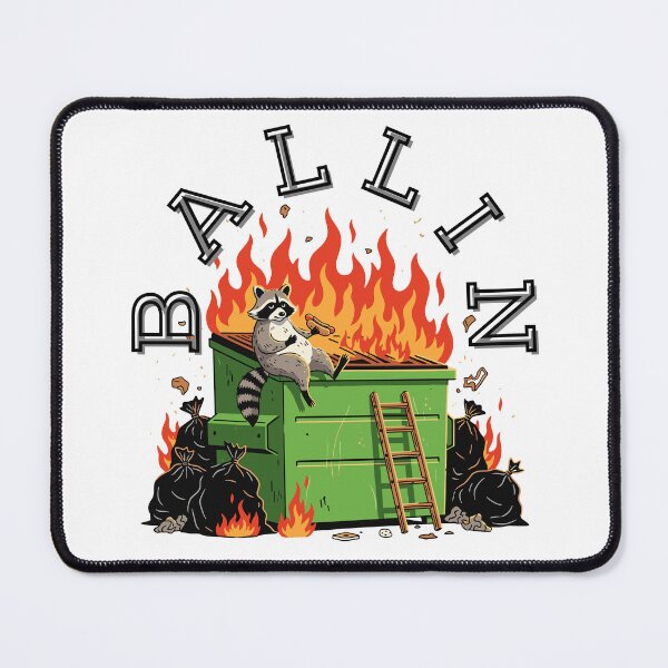 Item preview, Ballin’ Raccoon Shirt – Funny Dumpster Fire Cartoon Animal Meme Tee designed and sold by JustFunnyStuff.