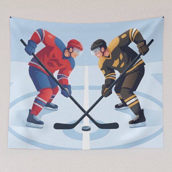 Item preview, Heated Rivalry Hockey Illustration – Intense Faceoff Sports Wall Art designed and sold by AbstractAuraArt.