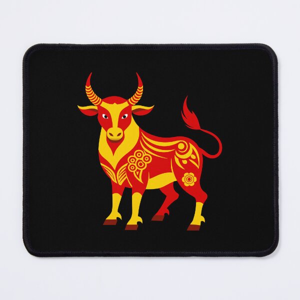 Item preview, Majestic Red and Gold Chinese Zodiac Ox with Floral Motifs designed and sold by Jirada.